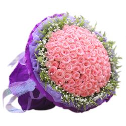 send classic one hundred pink roses bouquet to japan