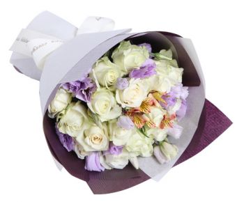 send 1 dozen white roses bouquet to japan