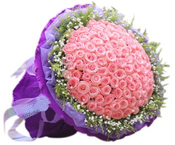 send classic one hundred pink roses bouquet to japan